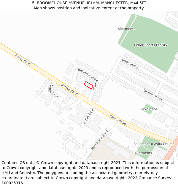 5, BROOMEHOUSE AVENUE, IRLAM, MANCHESTER, M44 5FT: Location map and indicative extent of plot