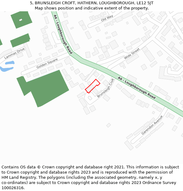 5, BRUNSLEIGH CROFT, HATHERN, LOUGHBOROUGH, LE12 5JT: Location map and indicative extent of plot