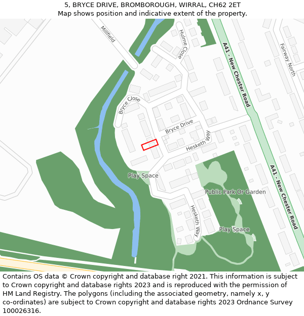 5, BRYCE DRIVE, BROMBOROUGH, WIRRAL, CH62 2ET: Location map and indicative extent of plot