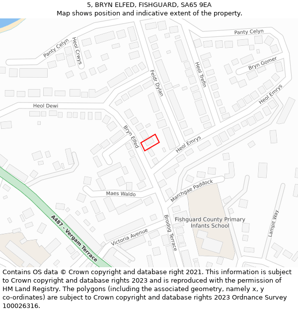 5, BRYN ELFED, FISHGUARD, SA65 9EA: Location map and indicative extent of plot