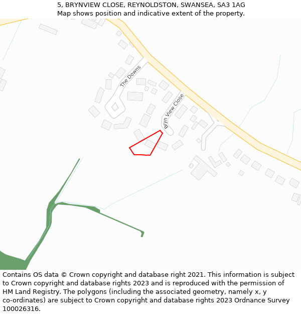 5, BRYNVIEW CLOSE, REYNOLDSTON, SWANSEA, SA3 1AG: Location map and indicative extent of plot