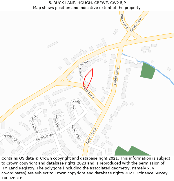 5, BUCK LANE, HOUGH, CREWE, CW2 5JP: Location map and indicative extent of plot