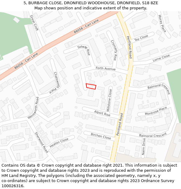 5, BURBAGE CLOSE, DRONFIELD WOODHOUSE, DRONFIELD, S18 8ZE: Location map and indicative extent of plot