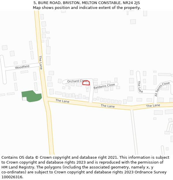 5, BURE ROAD, BRISTON, MELTON CONSTABLE, NR24 2JS: Location map and indicative extent of plot