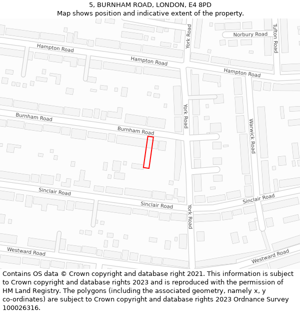 5, BURNHAM ROAD, LONDON, E4 8PD: Location map and indicative extent of plot