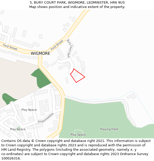5, BURY COURT PARK, WIGMORE, LEOMINSTER, HR6 9US: Location map and indicative extent of plot