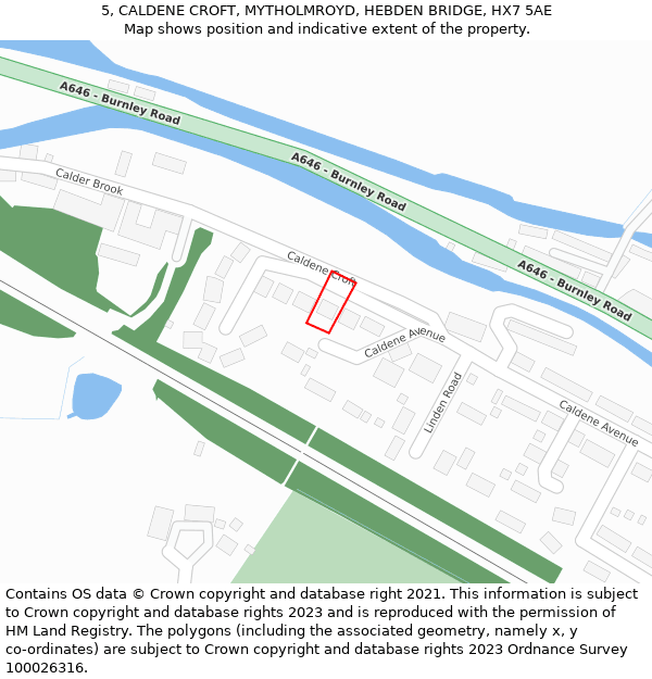 5, CALDENE CROFT, MYTHOLMROYD, HEBDEN BRIDGE, HX7 5AE: Location map and indicative extent of plot