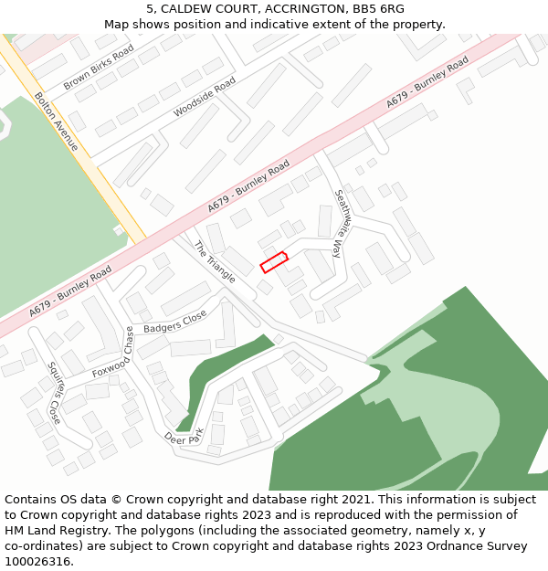 5, CALDEW COURT, ACCRINGTON, BB5 6RG: Location map and indicative extent of plot