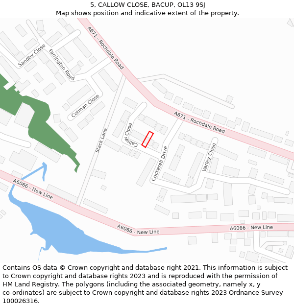 5, CALLOW CLOSE, BACUP, OL13 9SJ: Location map and indicative extent of plot