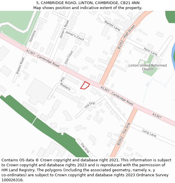 5, CAMBRIDGE ROAD, LINTON, CAMBRIDGE, CB21 4NN: Location map and indicative extent of plot