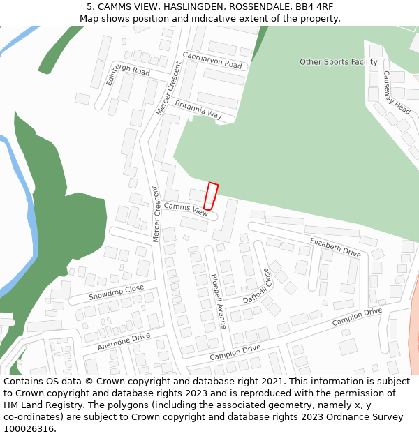 5, CAMMS VIEW, HASLINGDEN, ROSSENDALE, BB4 4RF: Location map and indicative extent of plot