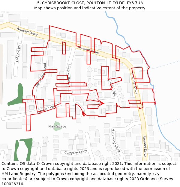 5, CARISBROOKE CLOSE, POULTON-LE-FYLDE, FY6 7UA: Location map and indicative extent of plot