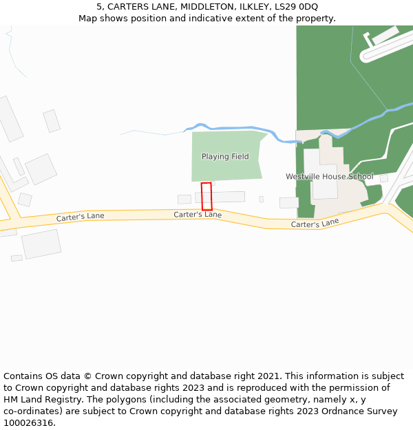 5, CARTERS LANE, MIDDLETON, ILKLEY, LS29 0DQ: Location map and indicative extent of plot