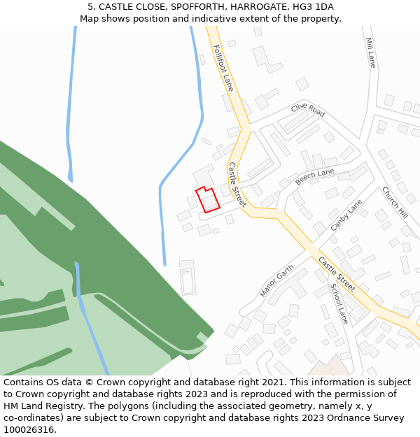 5, CASTLE CLOSE, SPOFFORTH, HARROGATE, HG3 1DA: Location map and indicative extent of plot