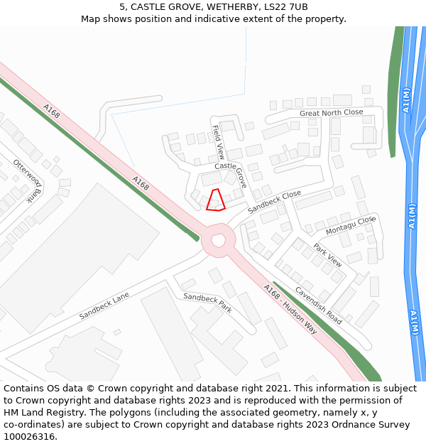 5, CASTLE GROVE, WETHERBY, LS22 7UB: Location map and indicative extent of plot