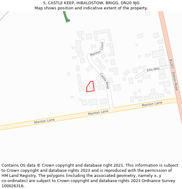 5, CASTLE KEEP, HIBALDSTOW, BRIGG, DN20 9JG: Location map and indicative extent of plot