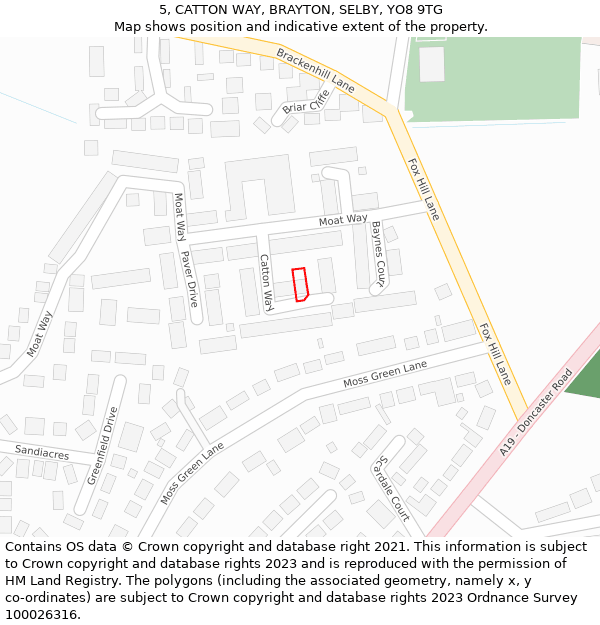 5, CATTON WAY, BRAYTON, SELBY, YO8 9TG: Location map and indicative extent of plot