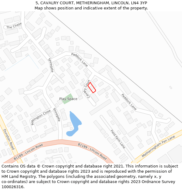 5, CAVALRY COURT, METHERINGHAM, LINCOLN, LN4 3YP: Location map and indicative extent of plot