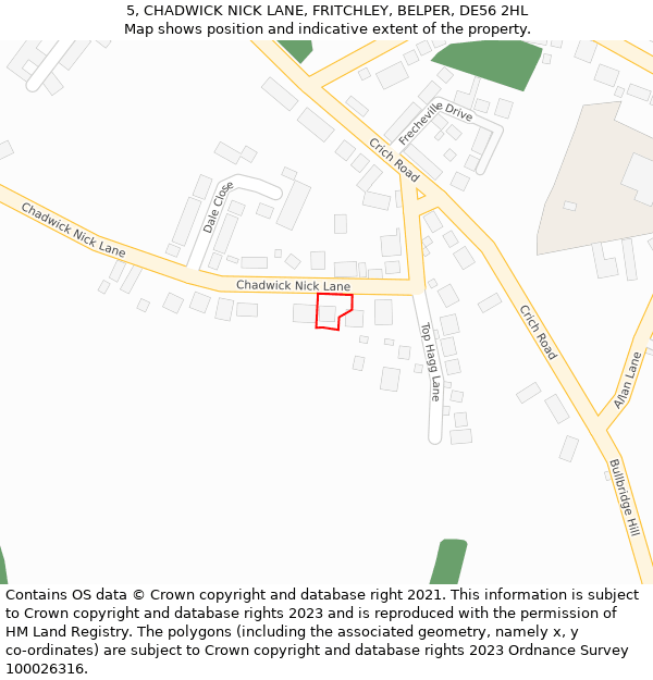 5, CHADWICK NICK LANE, FRITCHLEY, BELPER, DE56 2HL: Location map and indicative extent of plot