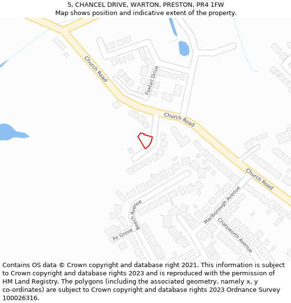 5, CHANCEL DRIVE, WARTON, PRESTON, PR4 1FW: Location map and indicative extent of plot