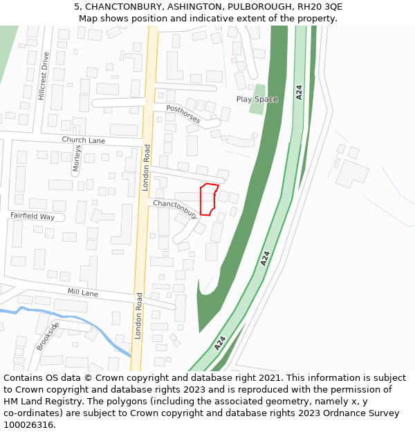 5, CHANCTONBURY, ASHINGTON, PULBOROUGH, RH20 3QE: Location map and indicative extent of plot