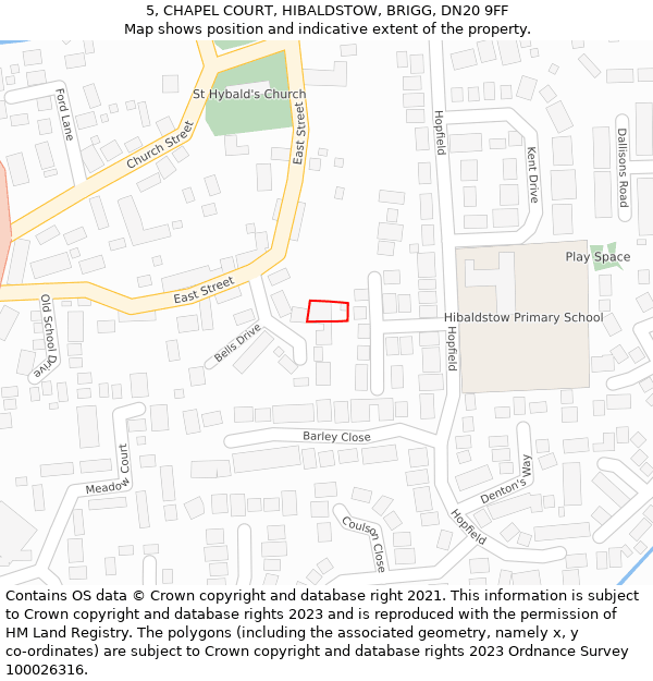 5, CHAPEL COURT, HIBALDSTOW, BRIGG, DN20 9FF: Location map and indicative extent of plot