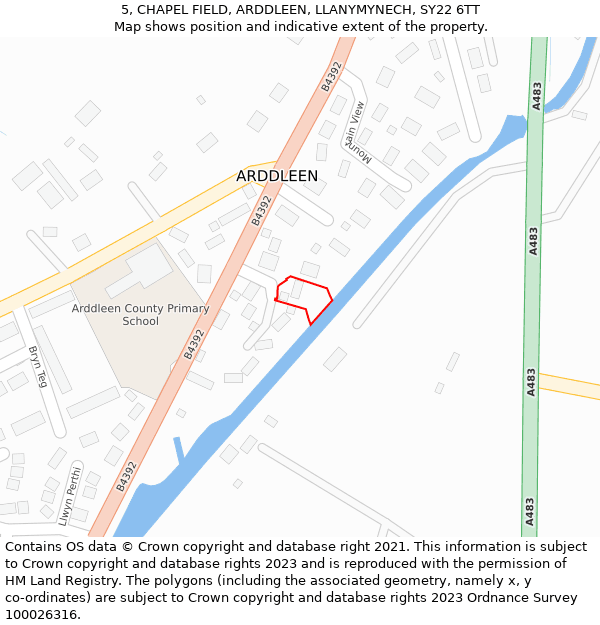 5, CHAPEL FIELD, ARDDLEEN, LLANYMYNECH, SY22 6TT: Location map and indicative extent of plot