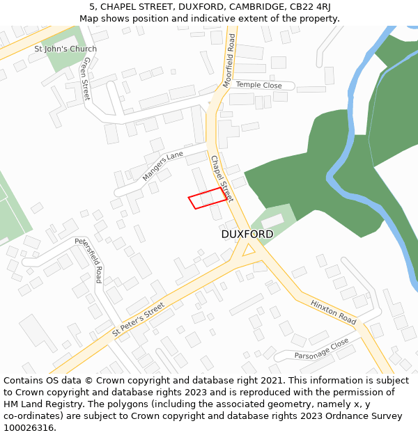 5, CHAPEL STREET, DUXFORD, CAMBRIDGE, CB22 4RJ: Location map and indicative extent of plot
