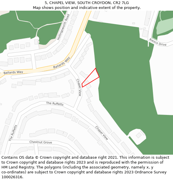 5, CHAPEL VIEW, SOUTH CROYDON, CR2 7LG: Location map and indicative extent of plot