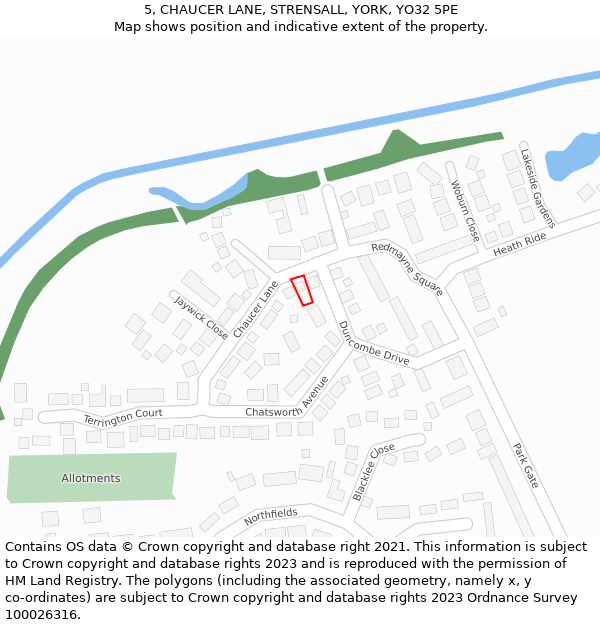 5, CHAUCER LANE, STRENSALL, YORK, YO32 5PE: Location map and indicative extent of plot