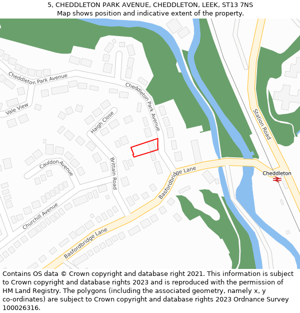 5, CHEDDLETON PARK AVENUE, CHEDDLETON, LEEK, ST13 7NS: Location map and indicative extent of plot