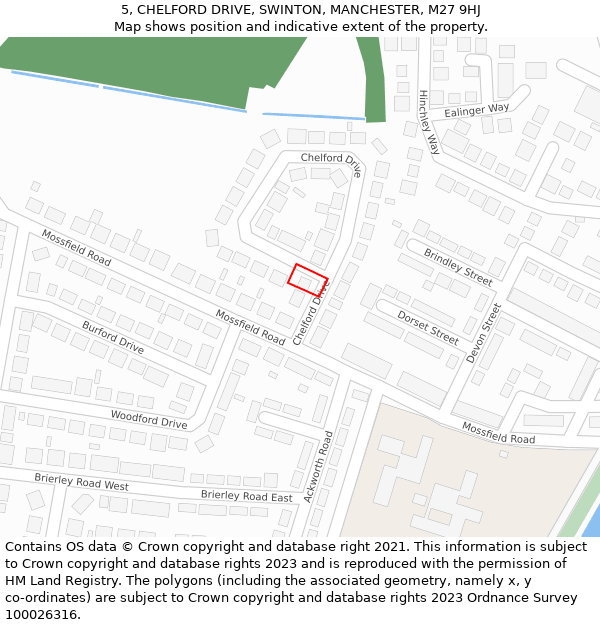 5, CHELFORD DRIVE, SWINTON, MANCHESTER, M27 9HJ: Location map and indicative extent of plot