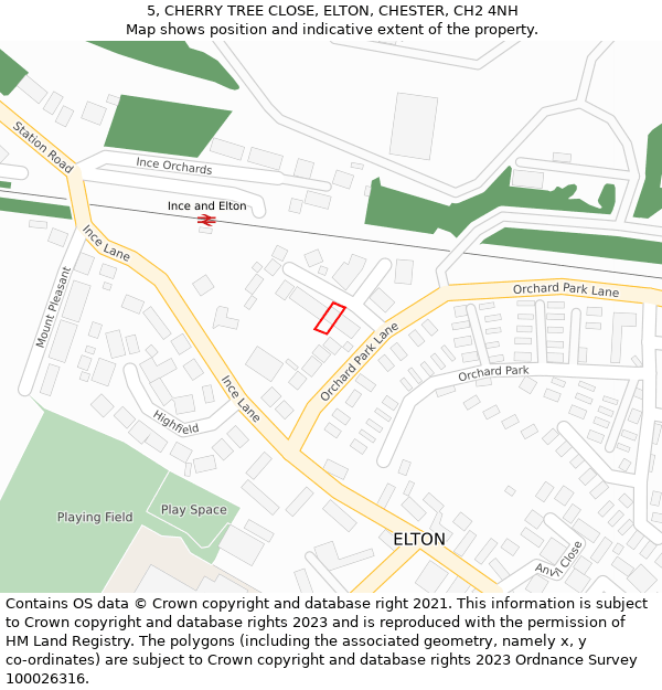 5, CHERRY TREE CLOSE, ELTON, CHESTER, CH2 4NH: Location map and indicative extent of plot