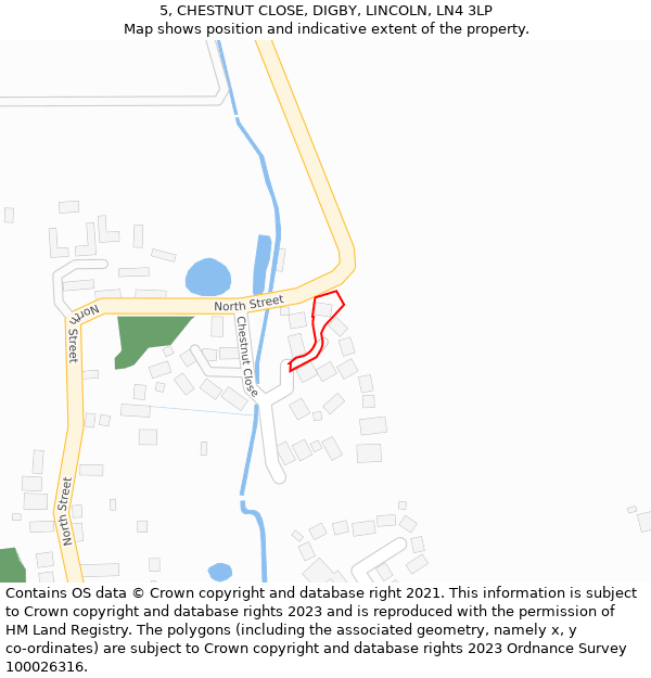 5, CHESTNUT CLOSE, DIGBY, LINCOLN, LN4 3LP: Location map and indicative extent of plot