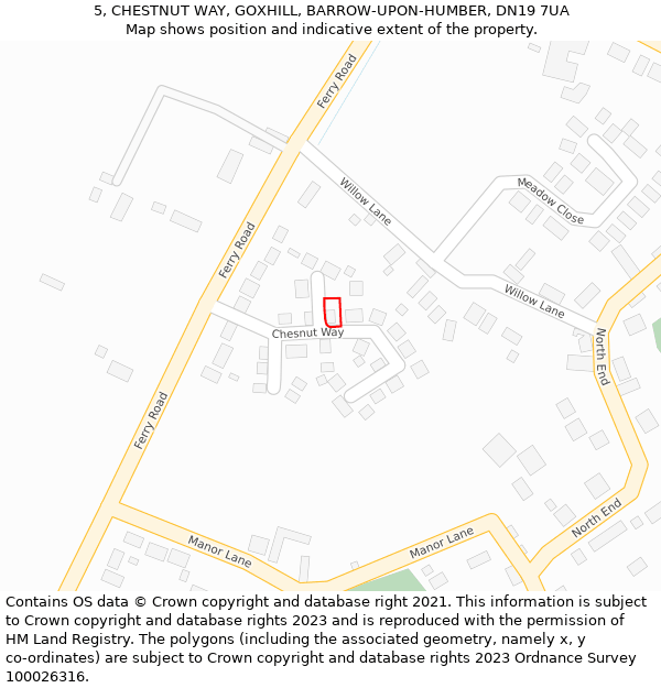 5, CHESTNUT WAY, GOXHILL, BARROW-UPON-HUMBER, DN19 7UA: Location map and indicative extent of plot