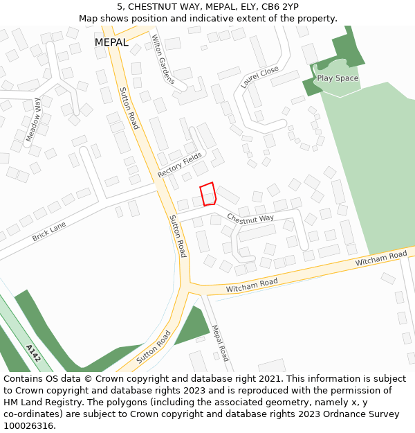 5, CHESTNUT WAY, MEPAL, ELY, CB6 2YP: Location map and indicative extent of plot