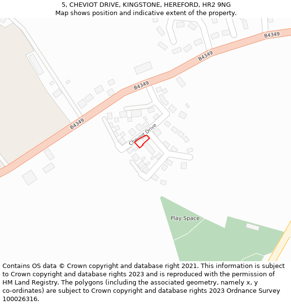 5, CHEVIOT DRIVE, KINGSTONE, HEREFORD, HR2 9NG: Location map and indicative extent of plot