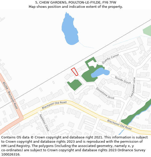 5, CHEW GARDENS, POULTON-LE-FYLDE, FY6 7FW: Location map and indicative extent of plot