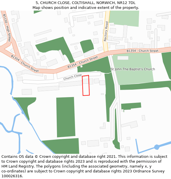 5, CHURCH CLOSE, COLTISHALL, NORWICH, NR12 7DL: Location map and indicative extent of plot