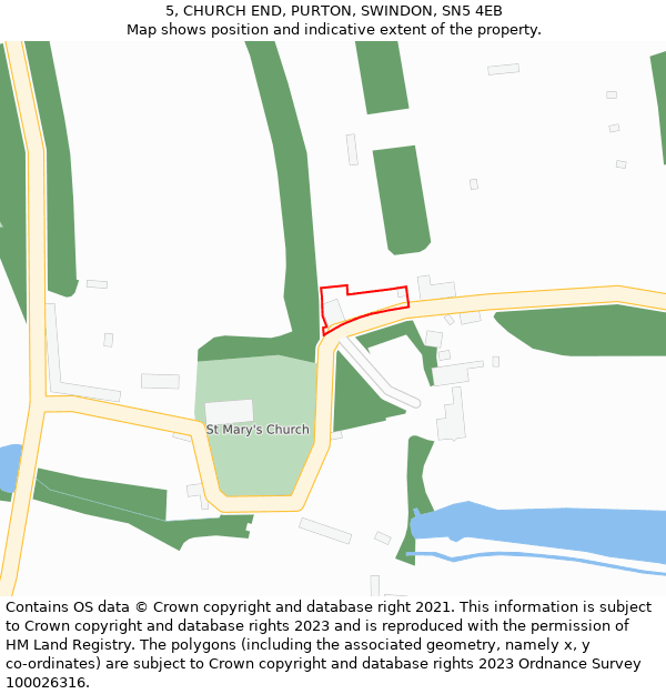 5, CHURCH END, PURTON, SWINDON, SN5 4EB: Location map and indicative extent of plot