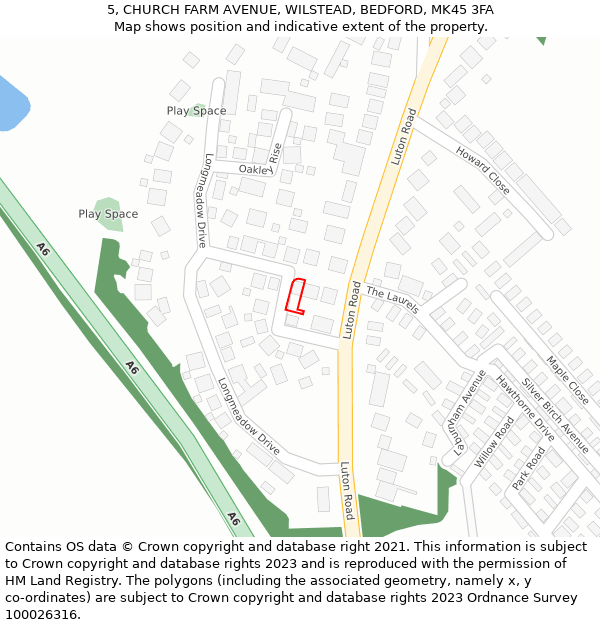 5, CHURCH FARM AVENUE, WILSTEAD, BEDFORD, MK45 3FA: Location map and indicative extent of plot