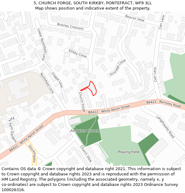 5, CHURCH FORGE, SOUTH KIRKBY, PONTEFRACT, WF9 3LL: Location map and indicative extent of plot