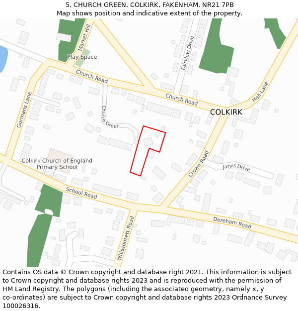 5, CHURCH GREEN, COLKIRK, FAKENHAM, NR21 7PB: Location map and indicative extent of plot