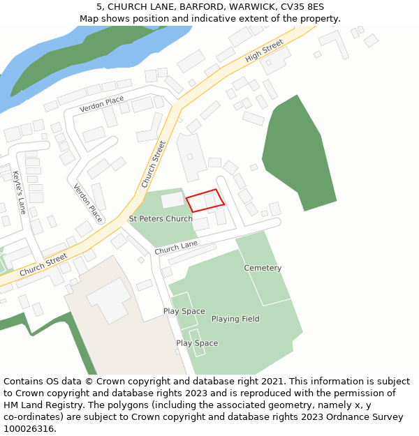 5, CHURCH LANE, BARFORD, WARWICK, CV35 8ES: Location map and indicative extent of plot