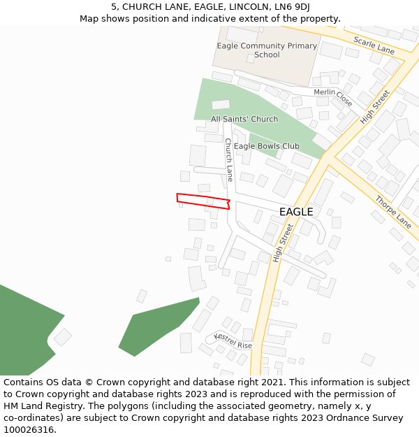 5, CHURCH LANE, EAGLE, LINCOLN, LN6 9DJ: Location map and indicative extent of plot