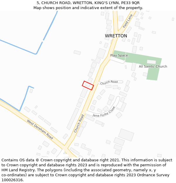 5, CHURCH ROAD, WRETTON, KING'S LYNN, PE33 9QR: Location map and indicative extent of plot