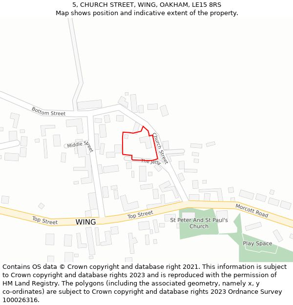 5, CHURCH STREET, WING, OAKHAM, LE15 8RS: Location map and indicative extent of plot