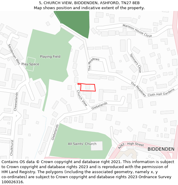 5, CHURCH VIEW, BIDDENDEN, ASHFORD, TN27 8EB: Location map and indicative extent of plot