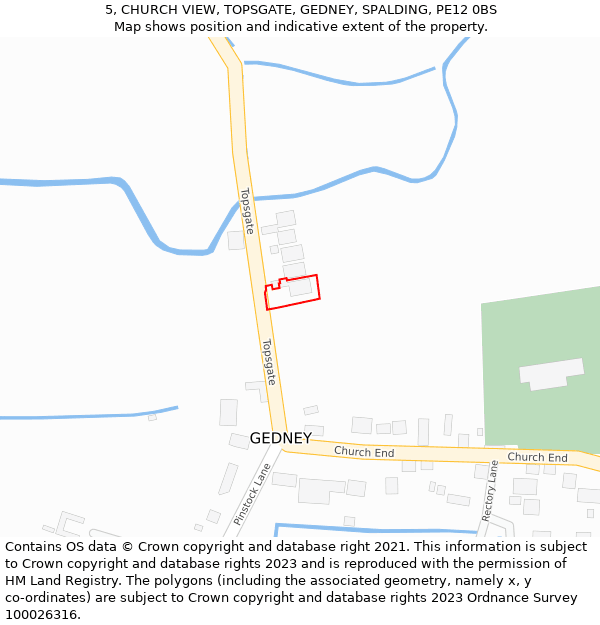 5, CHURCH VIEW, TOPSGATE, GEDNEY, SPALDING, PE12 0BS: Location map and indicative extent of plot