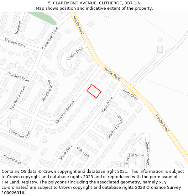 5, CLAREMONT AVENUE, CLITHEROE, BB7 1JN: Location map and indicative extent of plot